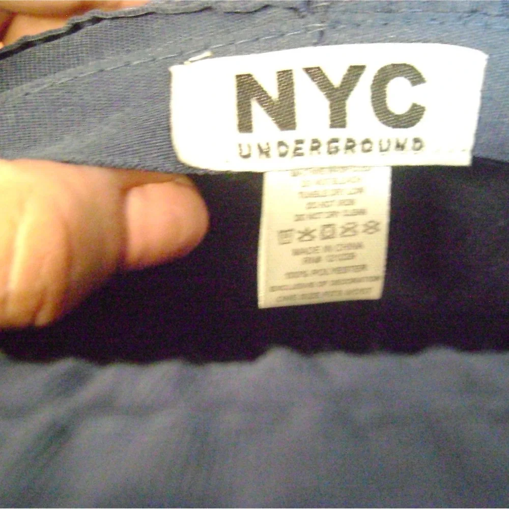 NYC Underground Navy Blue Wide Brim Sun Hat Pleated Tiered Summer Beach Hat OS